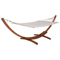 Deko Living Outdoor Cedar Wood Hammock with White Textilene Fabric COP20208WHT